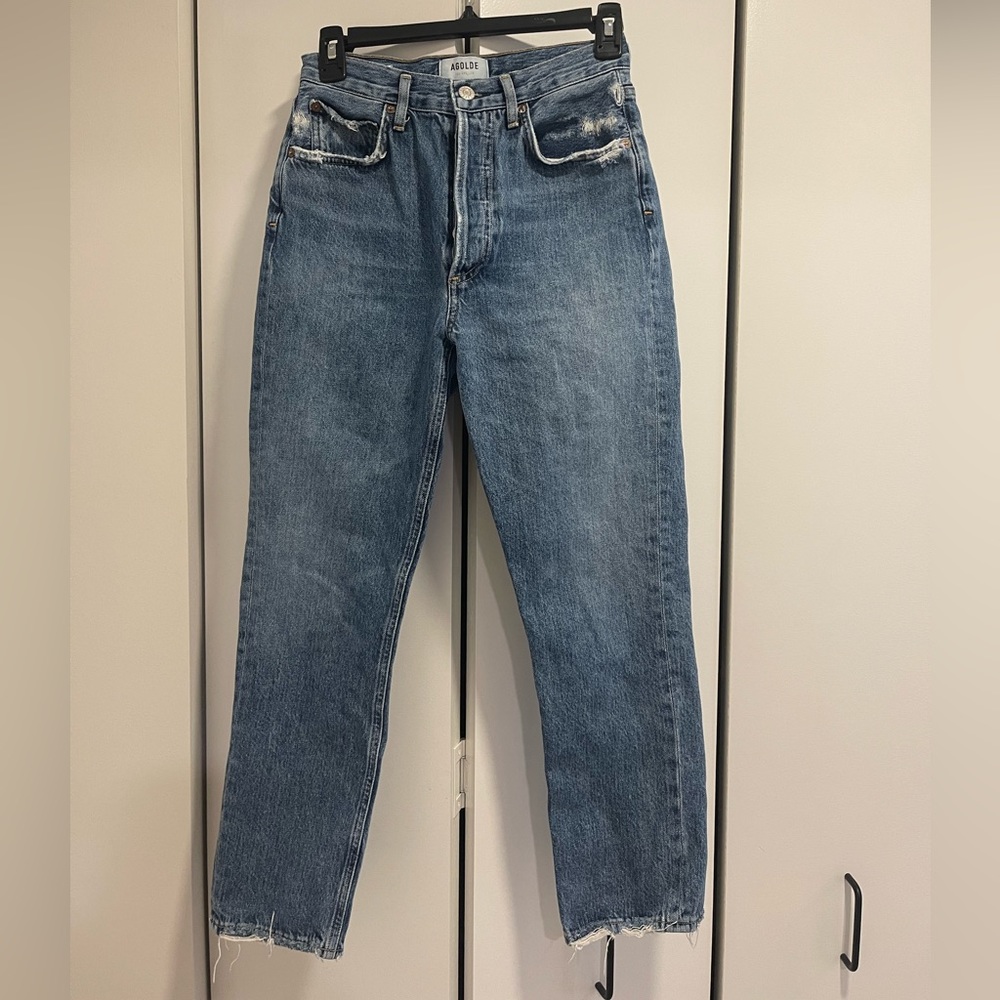 Agolde Riley High Rise Straight Crop Jeans - In Frequency - Picture 2 of 5